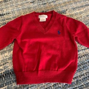 Polo Ralph Lauren V-neck pullover sweater with corduroy elbow patches